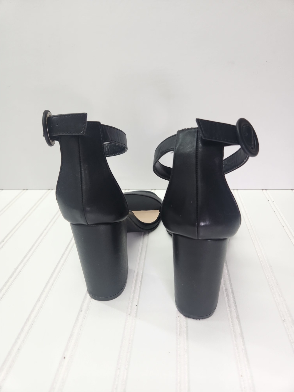 Yoki Black Ankle-Strap Block Heel Sandals - Picture 4 of 6